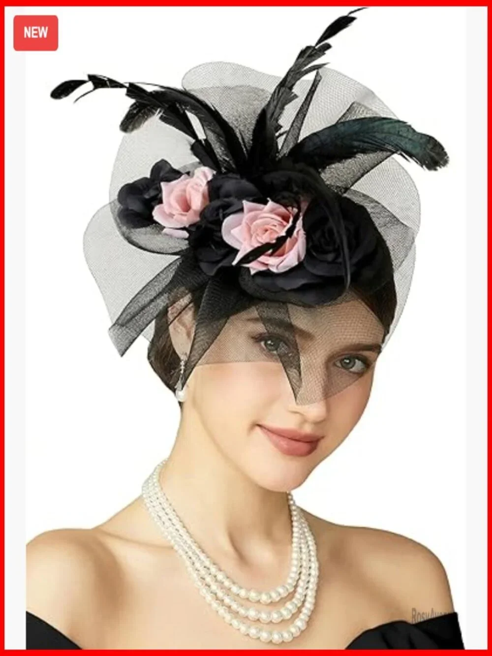 Tulle Feather Fascinator Derby Hat with Hair Clip for Formal Events